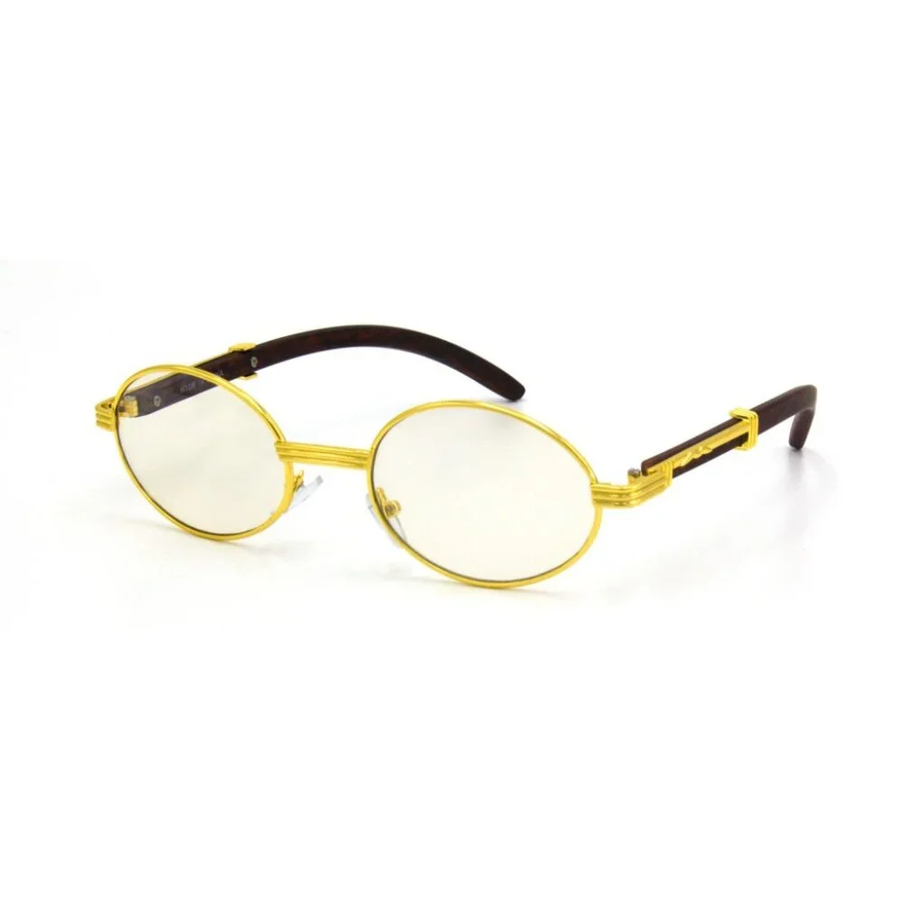 Oval Clear Lens Men Sunglasses Square Gold Frame Hip Hop Style Buffs Migos Gafas